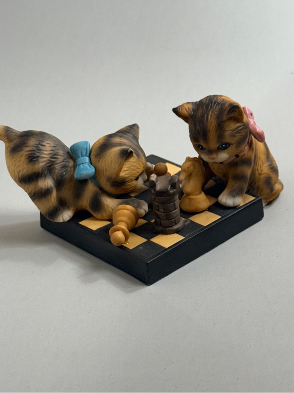 Cute Tan & Brown Kitty Chess Figurine - Decorative Cat Parlor Kittens